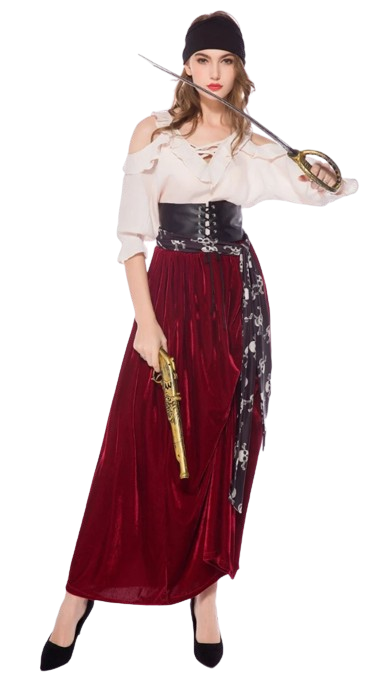 Verkleidung Frau von Kapitän-rot bart